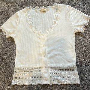 white lace crop top